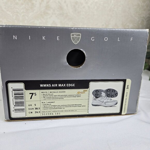 Womens Nike Air Max Edge White Silver Golf Shoes Sneaker Look Lace Up Size 7.5 - Picture 13 of 15